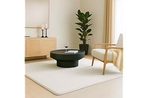 ‎VOUNOT VOUNOT® Teppich Wohnzimmer 140x200 cm, mit rutschfeste Rückseite & Antirutschmatte, Kuscheliger Kurzflor Flauschig Teppiche Gegend für Schlafzimmer Kinderzimmer Esszimmer, Creme