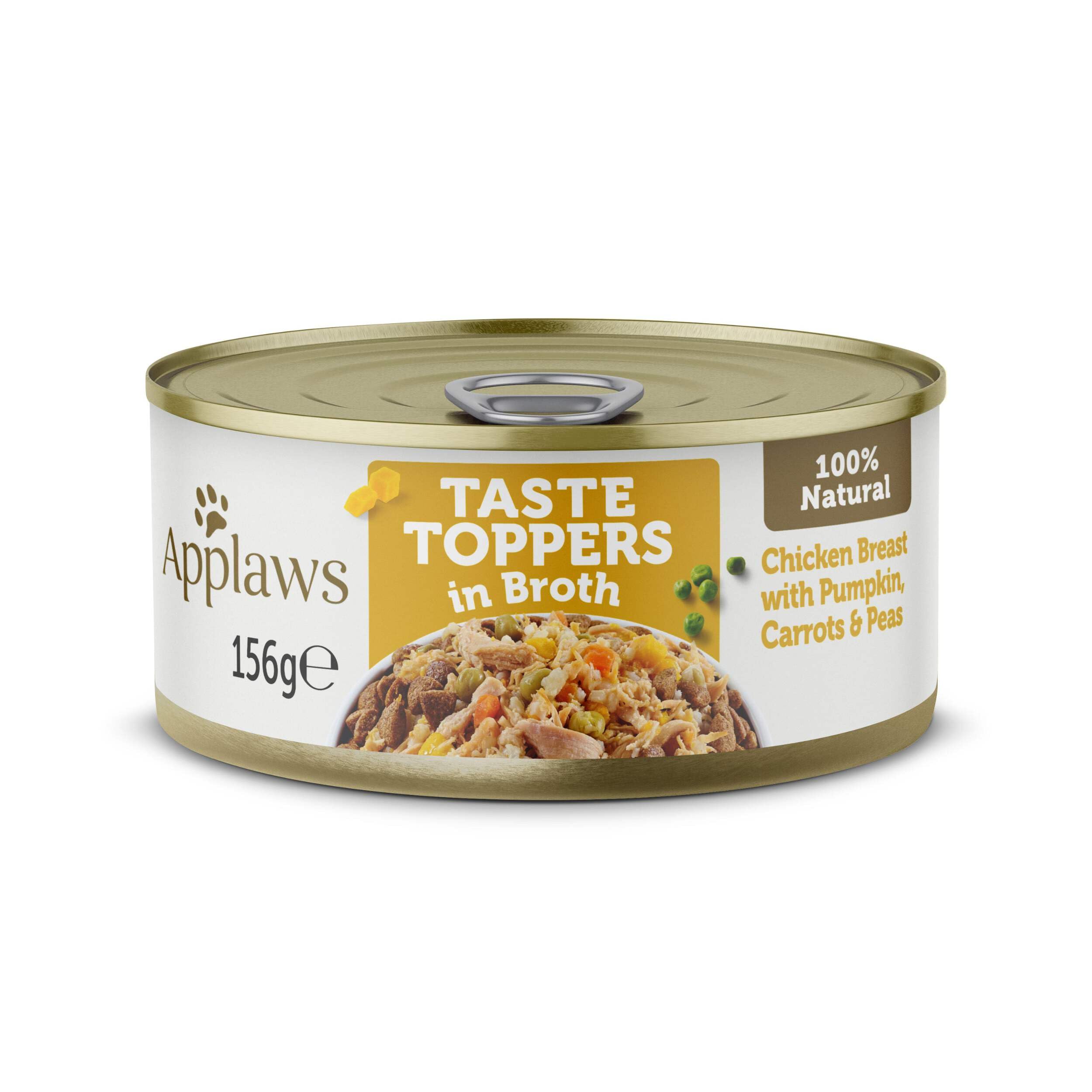 Applaws Comida Húmeda para Perros 100% Natural, Pechuga de Pollo con Calabaza y Verduras en Caldo, Paquete de 12 Latas de 156g