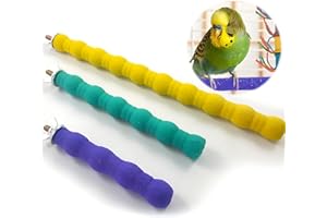 behone 3 Stück Naturholz Sitzstangen, Sitzstange aus Mineral Stones Sitzstangen, zur Pflege von Krallen und Schnäbeln, Spielzeug für Papagei (10,16,25cm)-Zufällige Farbe