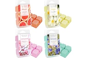 DERDUFT Wax Melt Scented, Wax Melts Soy Wax Tarts 4 Pack for Candle Warmer, Scent of Grapefruit, Wild Bluebell, Cherry Blossoms, Plumeria