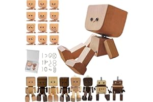 FIENZA Schüttelmann Holz,Wackelfigur Auto Wackelnder Holzmann,Schüttelmann Auto Charmante Kleine Holzfigur mit Magnetischen Gesichtsausdrücke Ausdrücke (1pcs)