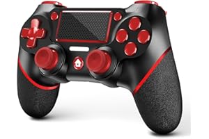 Dikutar Wireless Controller for PS4, Black-Red Custom Design V2 Gamepad Joystick for PS4 with Non-Slip Grip of Both Sides and 3.5mm Audio Jack