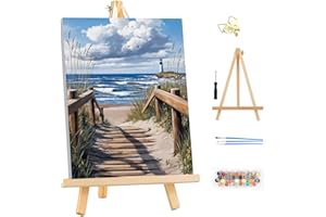 MEIYUDA DIY Paint by Numbers for Adults with Frame Seaside, Paint by Numbers Kits, Arts and Crafts for Beginner, Drawing Paintwork Wall Art 25x35cm
