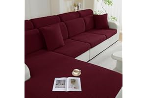 Ystyle Funda Asiento Sofa, Funda Cojin Sofa Ajustable, Funda De Cojín De Asiento Elástico, Funda Sofa Cojines Separado, Funda De Asiento De Sofá De Sala De Estar (Chaise Longue, Burdeos Rojo)