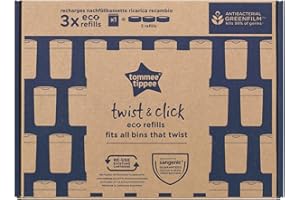 Tommee Tippee - Recambio para basura de pañales Twist & Click, paquete de 3 unidades, con una película multicapa, antibacteriano*, diseñado para deslizarse en el casete existente de su cubo de pañales