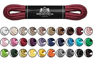 Mount Swiss lacets ronds cirés coton – tailles 45 à 120 cm – diamètre 2 & 3 mm – résistants & déperlants – pour chaussures cuir, ville, bottes, baskets, boots – unisexe – couleurs variées