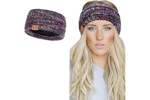 YOUGA DIRECT Winter Knitted Headband - Women Ear Warmer Chunky Crochet Braided Hair Band Wraps Turban Sports Yoga Hairband Fleece Lined Elastic Wide Headbands for Women UK (balck-B)