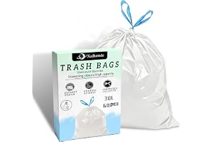 Xcdhemde® 60 Soppåsar 30 Liter med Dragsko | Mått: B 55 x H 63 cm, Multipack: 6 Rullar x 10 Påse, Rivtåliga & Läckagesäkra, f