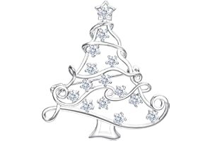 EVER FAITH Weihnachtsbaum Brosche Weihnachten Christmas Tree Pin mit kleinen Sternen baumelnden Kristall Silber-Ton