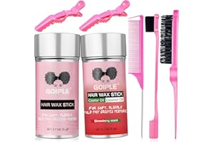 WOZUTUNT Hair Wax Stick Longue Durée, Non Gras Wax Stick Hair pour Cheveux Rebelles, Bâtonnet de Cire pour Femmes & Enfants, Avec Brosse à Cheveux Lisse, Brosse à Bords, Peigne à Queue de Rat et Pince de Salon