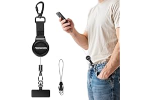 MoKo Lanière Rétractable pour Téléphone Portable, Porte-Clés Antivol Extensible avec Crochet Métallique Verrouillable