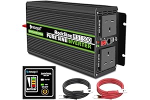NOVOPAL 1500W Power Inverter Pure Sine Wave 12V DC to 240V AC Converter with 2 UK Outlets and 1 USB,16.4FT Remote Control,2 Cooling Fans for RV,Boat,Camping,Home
