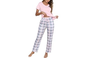 Litherday Women's Pyjamas Set Short Sleeve Cotton Pjs Loungewear Soft Nightwear Sleepwear Set with Pockets