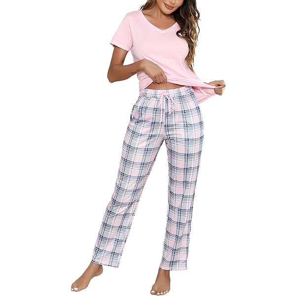 Bresdk Pyjama dames zomer katoen korte mouwen