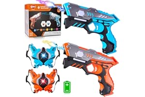 VATOS Juego de Pistola de láser infrarrojo con Chalecos - 2 pc para niños y Juego de Interior al Aire Libre,Actividad en Grupo Juguete Divertido Laser Tag Blaster Regalo para niños Niñas Edades 6+