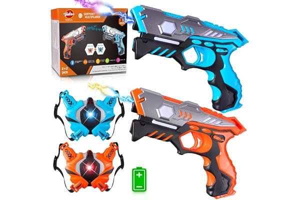 VATOS Pistolet Laser Tag Infrarouge avec Gilet - 2 Packs pour Enfants et Adultes Jeu d'intérieur et d'extérieur, Activité de Groupe Jouet Amusant Laser Tag Cadeau pour garçons Filles 6 Ans et +