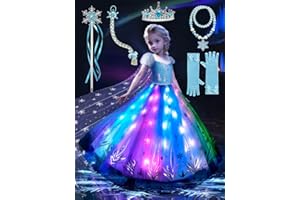 BLINGCOS Robe Princesse, Deguisement Fille Sync Musique, Contrôlable par APP Kit de Fête avec 6 Accessoiress pour Halloween, Noël