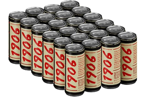 1906 - Reserva Especial Cerveza Lager Extra, 24 Latas x 33 cl | Maltas Pilsen y Tostada, Lúpulo Perle, Notas de Café y Caramelo, Color Ámbar, 6,5% Volumen de Alcohol