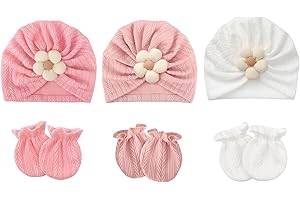 DRESHOW Sombreros y Gorras y Guantes para Bebé Recién Nacido Bebé Beanie Sombrero para Bebés Niñas Niños Gorros 0-6 Meses