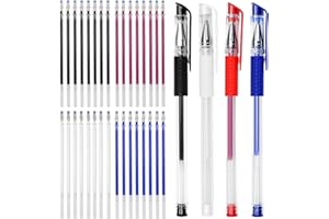 BUZIFU 4 Pz Penne Cancellabili a Caldo con 32 Pezzi Ricariche Sostituibili Penne Marcatrici per Tessuti a 4 Colori Penn e Cancellabili a Caldo per Tessuti Pennarelli per Stoffa per Cucito e Sartoria