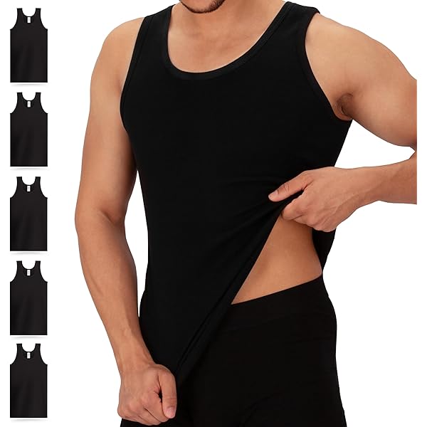 Celodoro Herenonderhemd 5-Pack Dubbele Rib Tanktop Katoen - Zwart/Wit