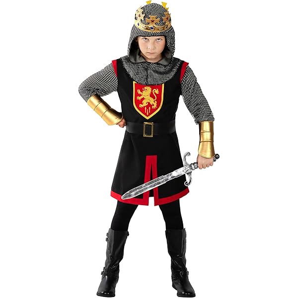 Disfraz De Caballero Medieval Para Niño 3-4 Años - Incluye Cota De Malla, Capa, Escudo, Pantalones Y Protectores, Ideal Para Halloween Y Carnaval