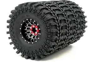 HOBBYSOUL Pneumatici RC 1.9 altezza 4,75 '' e ruote Beadlock 1,9 regolabili 4 offset negativi cerchi per 1/10 Mud Crawler TRX4 SCX10 Gen8, (confezione da 4, assemblato)