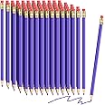 Tatuo 60 Pcs Pencils Pre Sharpened Checking Pencils with Eraser Erasable Colored Pencils for Map Coloring Tests Sketch School Office Editing Kids Adults Favors Grading (Purple)