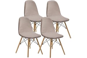 KELUINA Dining Chairs Covers Set of 2/4/6,Style Shell Dining Chair Mid Century Modern Chair Sipcover,Upholstered Dining Accent Side Chair Covers (Sand,4 PCS)