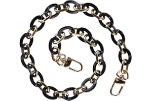 MEGAVOW 1 Pièce Chaîne Sangle Acrylique avec Boucles de Sac a Main, Chaîne pour Sac Bandouliere, Chaîne Poignée Remplacement, Parfait pour Bricolage, Noir, 60cm