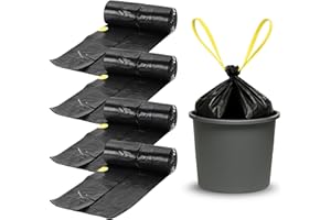 Bottari 60 Sacchi Immondizia 40L 55x65 cm con Maniglie di Chiusura, Nero, Sacchi per Spazzatura Resistenti e Riciclati, 4 Rotoli da 15 Pezzi