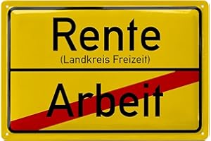 ‎LANOLU LANOLU Retro Blechschild Rente - Geschenk zum Renteneintritt Männer - Rentner Deko zur Pensionierung und Rentenbeginn - lustige Geschenkidee zum Ruhestand - vintage Metallschild, 20x30cm