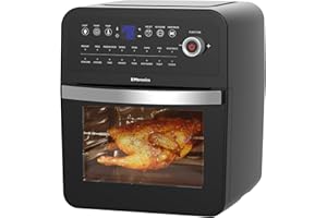 EMtronics Retro Air Fryer Oven Combi, Rotisserie and Grill, Large Family Size 12L with 16 Pre-Set Menus for Oil Free Cooking – Black
