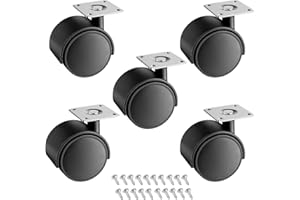 YIOVVOM Copapa Lot de 5 roulettes pivotantes à roulement à billes en plastique avec vis de montage 2,5 cm de diamètre