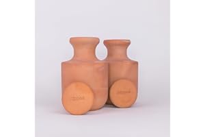 Alppos 2 Oyas à enterrer 1,2 Litre en Terre Cuite avec Couvercle - ollas pour Plante intérieure et extérieure - Goutte à Goutte par capilarité