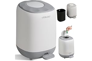 Twinky Geruchsdichter Windeleimer für Babys – Windeleimer ohne Kassette – Platzsparender Windelbehälter mit Deckel – Einfach zu benutzen & reinigen – Für normale Müllbeutel (Gris et blanc)