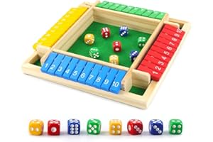 Hmfmdy Shut The Box Spiel, 2-4 Brettspiel aus Holz Shut The Box Spiel Würfelspiel, Klassische Tischspiele Familie, Das Beliebte Würfelspiel, Mathespiele für Kinder und Erwachsene - A