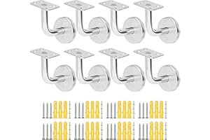 AKOLAFE Lo de 8 Support Main Courante Acier Inoxydable Supports De Rampe Main Courante pour Escalier Supports fe Rampe d'Escalier Robustes Argenté 60x60 mm Pour Intérieur Et Extérieur