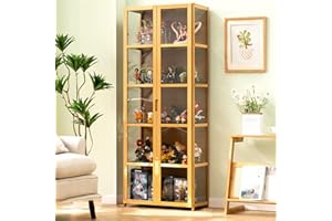 JSLJJBD Vitrina, Vitrina Cristal, Vitrina Expositora para Colecciones,Transparente Y Resistente Al Polvo por Tres Lados, Apto para Dormitorios Familiares, Salas De Estudio, Etc. 62×33×161cm Woodcolor