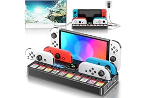 Kytok Switch TV Dock mit Joy Con Ladestation, Switch Docking Station mit 4K HDMI Port und 3.0 USB Port, Switch Dock Ersatz mit Switch Ladestation & 10 Switch Spiele Aufbewahrung für Switch Zubehör