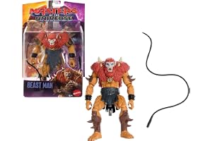 Masters of the Universe Beast Man actionfigur från filmen | MOTU skurkfigur, 14 cm, 4 rörliga leder, filminspirerad med piska, ond hårig hantlangare, JKH91