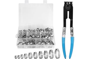 DBREAKS 115 Pezzi Fascette Stringitubo Acciaio Inox 304, Fascetta Metalliche Stringitubo 10 Taglie, 5.8-28.6mm Pinza Fascette per Tubi Gas, Acqua Morsetto
