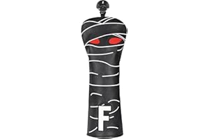 BIG TEETH Golf Club Wood Head covers for Driver/Fairway/Hybrid 1FH Black PU Leather Mummy Design Elastic Closure