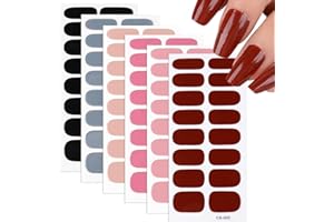 GEBETTER 6 Sheets Gel Nail Strips Pure Colour Nail Gel Polish Wraps Soft Self-Adhesive Nail Full Wraps Nail Strips Sticker Nail Tips Nail Wraps Sticker Decals
