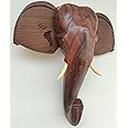 LOYAL CRAFT Rose Wood Handcrafted Kerala Elephant Head Wall Hanging Home Decor (10 Inch Height, Brown)