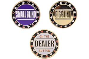 GOGO Muka Juego de 3 Botones de póquer de Metal fichas de póquer, botón de crupier, ciega Grande y crupier para Mesa de póquer de Texas Craps
