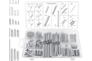 Kezidhp 200 Stück Feder Druckfedern Sortiment Set, Edelstahl Schwingfedern mit Box, Druckfedern, Zugfedern mit Haken,Stahlfedern, für Geräte, Handwerkzeuge, Auto