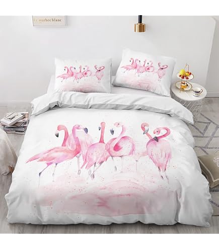 Fusion Kingsize Bettwäsche-Set Mit Flamingo & Tukan-Muster - Beidseitig Bunt, 230x220 Cm
