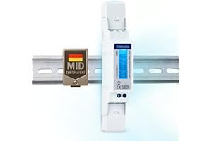 Wechselstromzähler [SDM120] digitaler 1 Phasen Stromzähler für Hutschiene (1TE) mit LCD und S0 für bis zu 45A direkter Messung bei 230V (SDM120DB - MID2023)