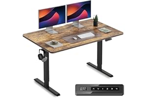 ‎CUBICUBI CUBICUBI Schreibtisch Höhenverstellbar Elektrisch, 140 x 60 cm Stehpult T-Beine aus Stahl mit Memory-Steuerung, Anti-kollisions System, Schwarz Rahmen/Braun Tischplatte